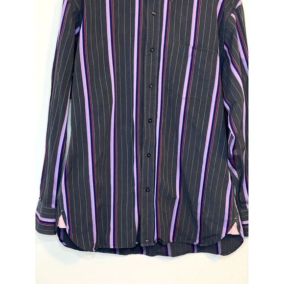 Tommy Hilfiger Mens Medium Button Up Shirt 80s 2 Ply Fabric Stripe 100% Cotton - Picture 6 of 13
